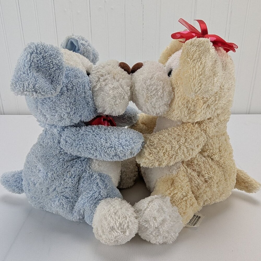 Walmart Plush Magnetic Kissing Dogs Blue Yellow Stuffed Animals 7" Valentines